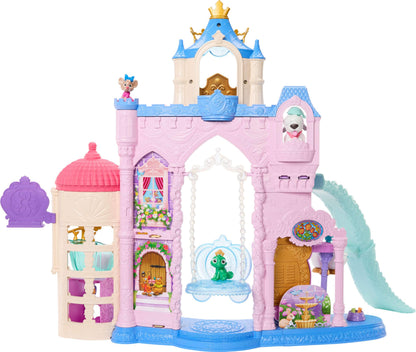 Mattel Disney Princess Pet Castle Playset with 7 Play Areas, 3 Animal Friends, Furniture & 17 Accessories, 2+ ft Tall Pet Palace, Inspired by Movies, JBF96