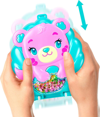 Polly Pocket Dolls and Playset, Glitter Island Compact, Travel Toy with 1 Micro Mermaid Doll, Ocean Pets & Themed Accessories