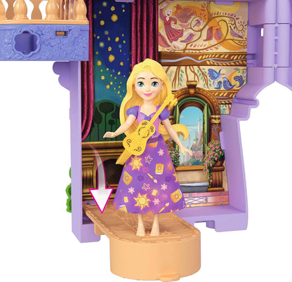 Disney Princess Princesas Storytime Stackers Rapunzel Casa de muñecas con forma de torre, con muñeca pequeña de Rapunzel, una figura de Pascal y siete accesorios, inspirado en la película, JDP61