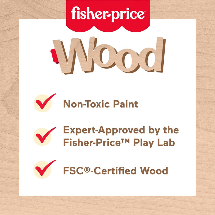 Fisher-Price Toddler Toy Wooden Animal Puzzle, Shape-Sorting Activity with 13 Wood Pieces for Preschool Kids Ages 2+ Years, JFG10