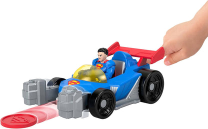 Fisher-Price Imaginext DC Super Friends Metal Force Supermobile Toy Car, 3-inch Superman Action Figure & Accessories Set, Includes Launcher & 2 Discs, JFJ69