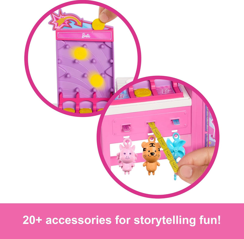 Barbie Mysteries: Beach Detectives“ Barbie Malibu“ Puppe und Zuckerwatte Spielstand Spielset mit 20 Zubehörteilen, inklusive Preise ,JFV67