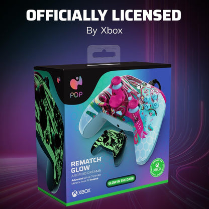PDP Xbox REMATCH GLOW Wired controller ANDROID DREAMS