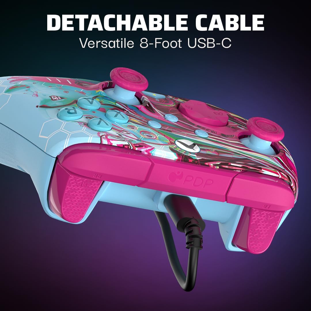PDP Xbox REMATCH GLOW Wired controller ANDROID DREAMS
