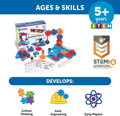 Learning Resources STEM Explorers™ Machine Makers, 60 Pieces, Ages 5+, Build It Yourself Engineering Toys