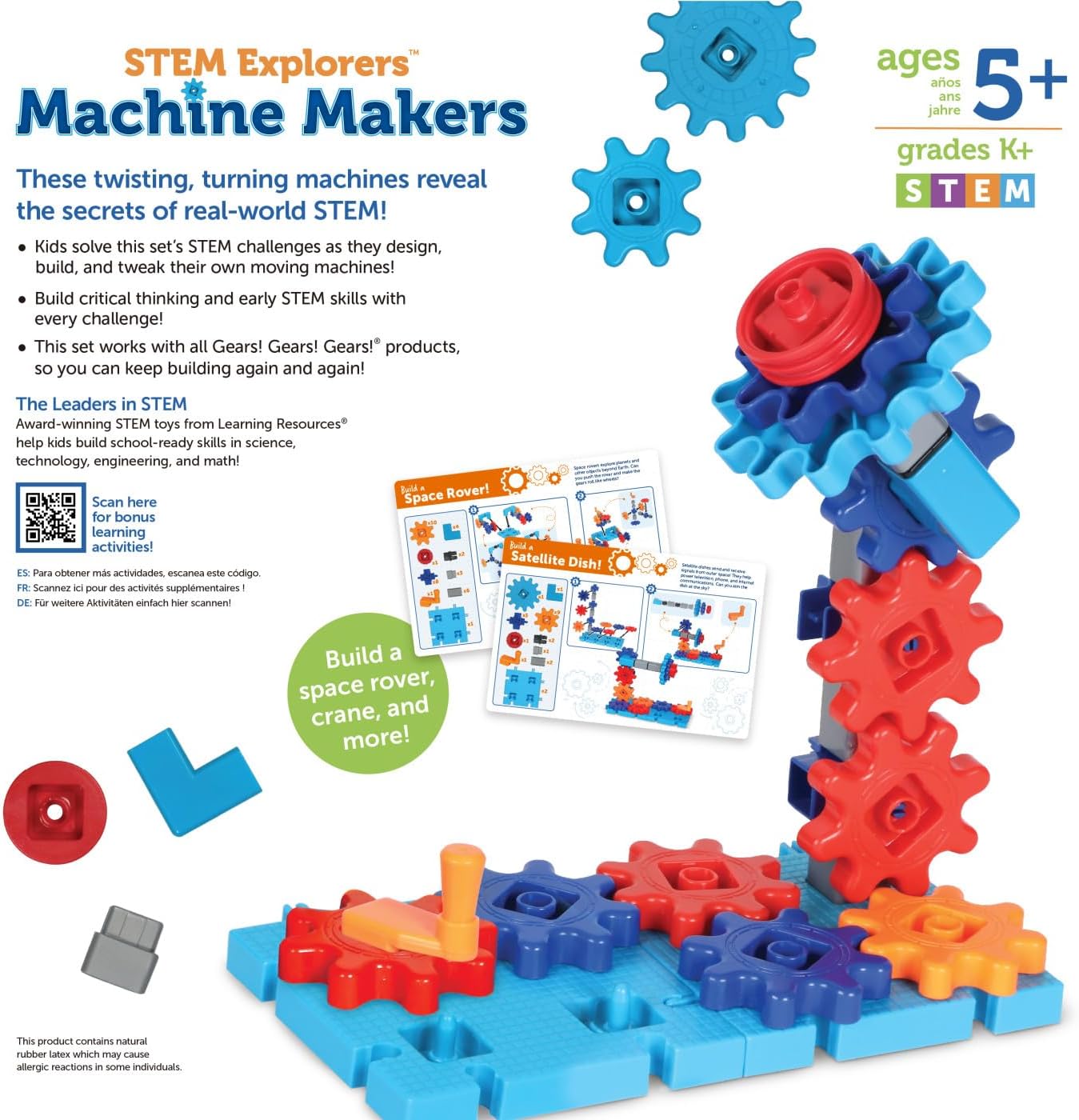 Learning Resources STEM Explorers™ Machine Makers, 60 Pieces, Ages 5+, Build It Yourself Engineering Toys
