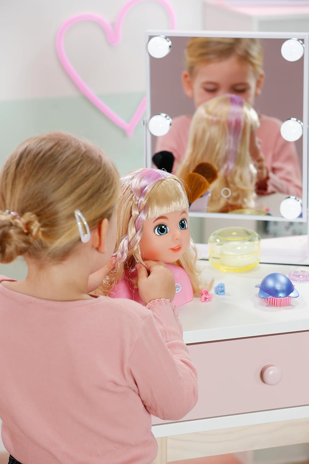 BABY born Styling Head Carla Nylon Hair - Includes Hair Clips, Ribbons & Brush - Suitable for Children Aged 3+