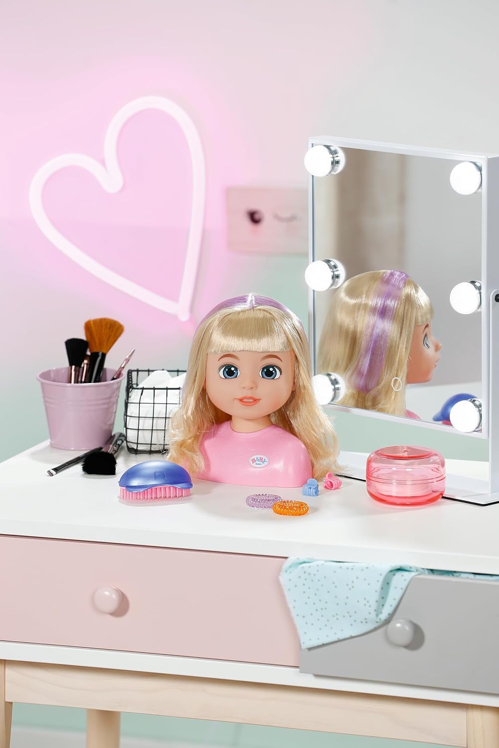 BABY born Styling Head Carla Nylon Hair - Includes Hair Clips, Ribbons & Brush - Suitable for Children Aged 3+