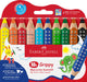 Faber-Castell Grippy 110624 Colouring Pencils Set, 10 Colouring Pencils for Toddlers from 2 Years, 3-in-1 Pens Set