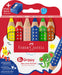 Faber-Castell Grippy 110635 Colouring Pencils Set, 6 Colouring Pencils with Sharpener for Toddlers from 2 Years, 3-in-1 Pencil Set