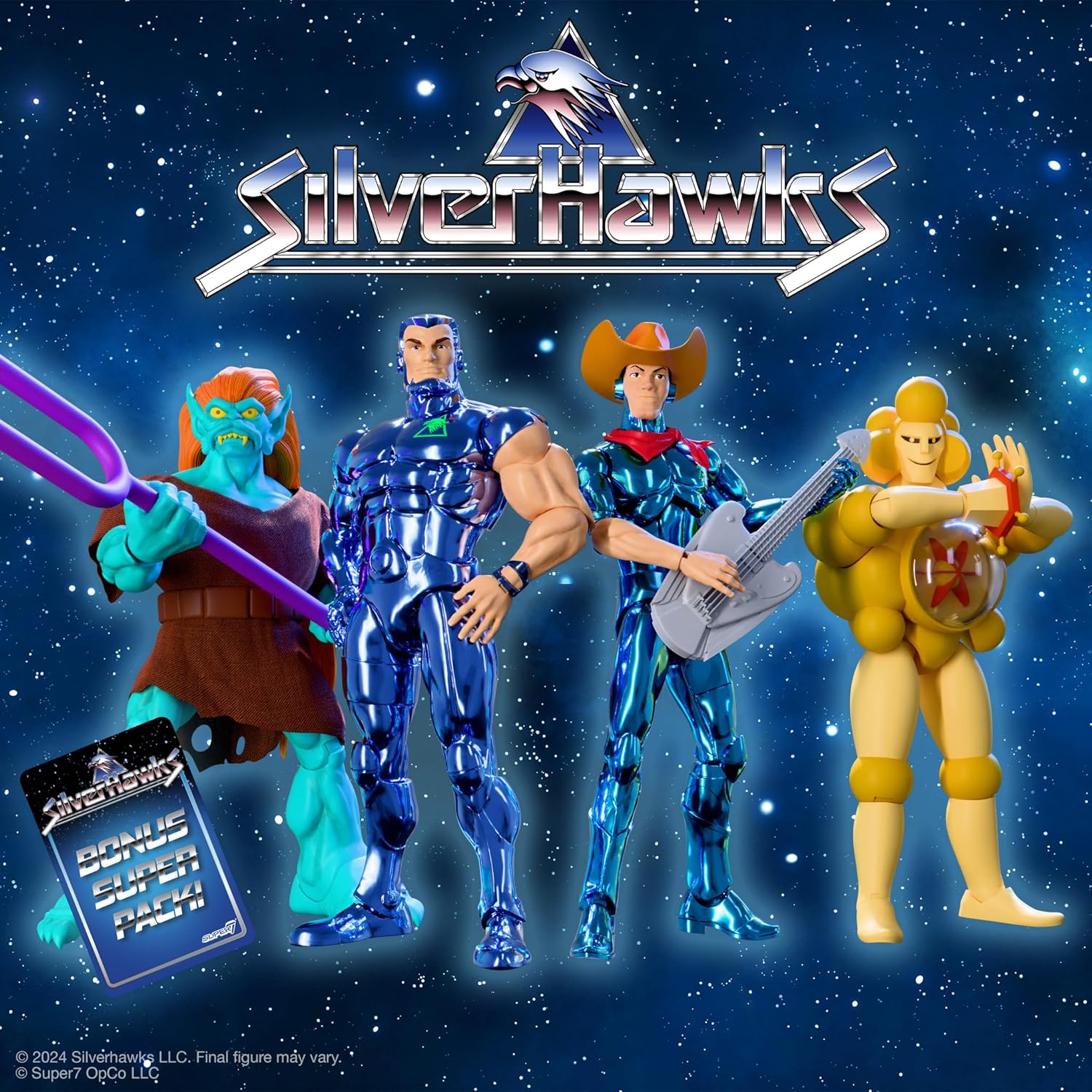 Super7 ULTIMATES! SilverHawks Steelwill (VAC Metal Toy Version) - 7" SilverHawks Action Figure with Accessories Classic Cartoon Collectibles