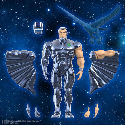 Super7 ULTIMATES! SilverHawks Steelwill (VAC Metal Toy Version) - 7" SilverHawks Action Figure with Accessories Classic Cartoon Collectibles