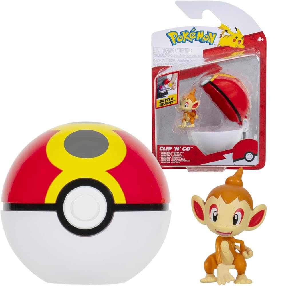 Pokémon Clip ‘N’ Go Chimchar and Repeat Ball - Includes 2-Inch Battle Figure and Repeat Ball Accessory