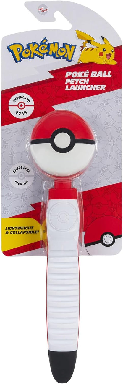 Pokémon Poke Ball Telescopic Fetch Launcher for Pets - Portable Launcher with Strap plus 2.5-Inch Rubber Ball