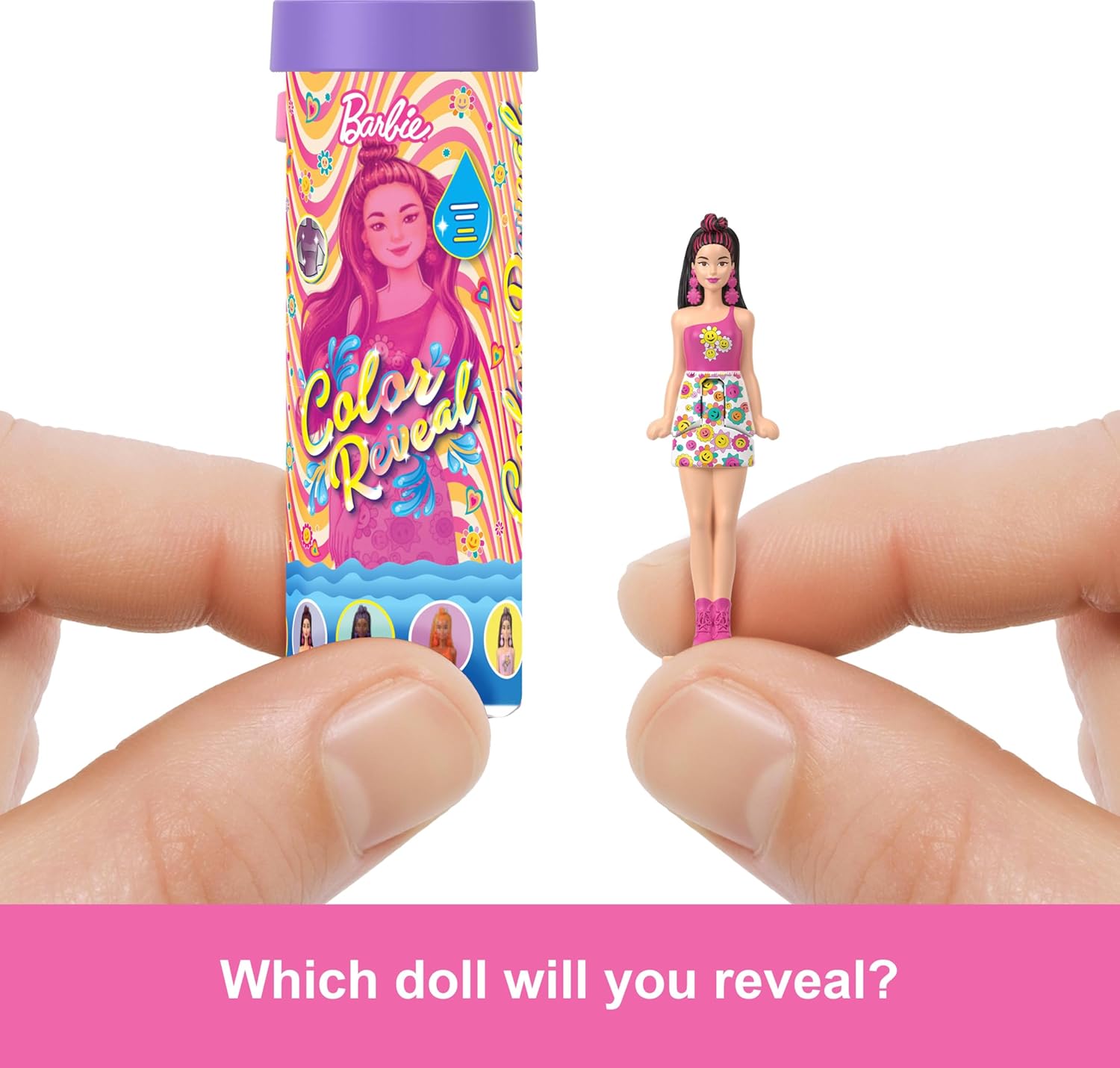 Barbie Mini Barbie Land 5-Pack Pop Reveal Dolls, 1.5-inch Mini Doll with Surprise Reveal & Sensory Play Piece (Styles May Vary), JGL29