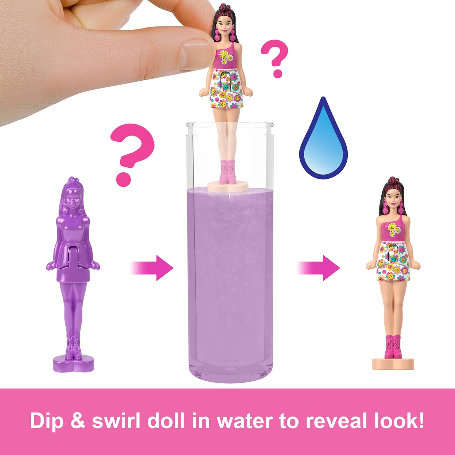 Barbie Mini Barbie Land 5-Pack Pop Reveal Dolls, 1.5-inch Mini Doll with Surprise Reveal & Sensory Play Piece (Styles May Vary), JGL29