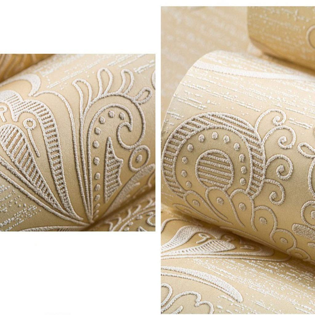 WPCBAA Luxury Italian Silk Fabrics Vintage 3D Floral Wall Paper Flower Wallpaper for Bedroom Home Living Room Wall Paper (Color : Beige
