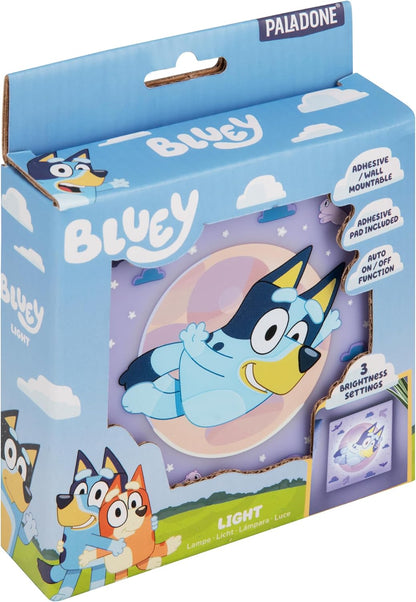 Paladone Bluey Night Light, Stick-On LED Wall Lamp with Auto Sensor and Adjustable Brightness, Battery Powered for Kids' Bedrooms, Officially Licensed Merchandise
