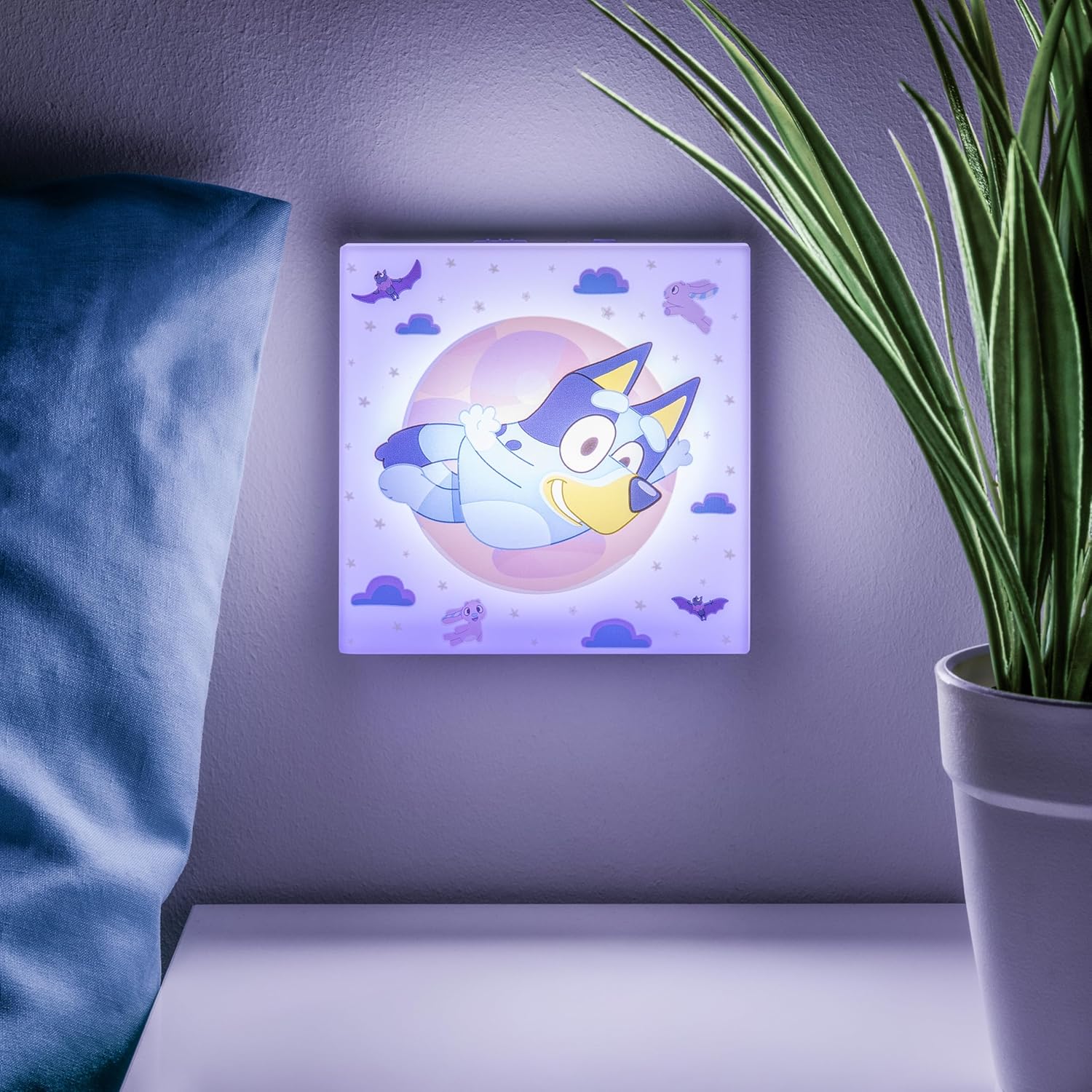Paladone Bluey Night Light, Stick-On LED Wall Lamp with Auto Sensor and Adjustable Brightness, Battery Powered for Kids' Bedrooms, Officially Licensed Merchandise