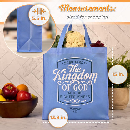 Christian Art Gifts Large Reusable Shopping Tote Bags for Women & Men, Inspirational Scripture, Sturdy Handles, Multicolor