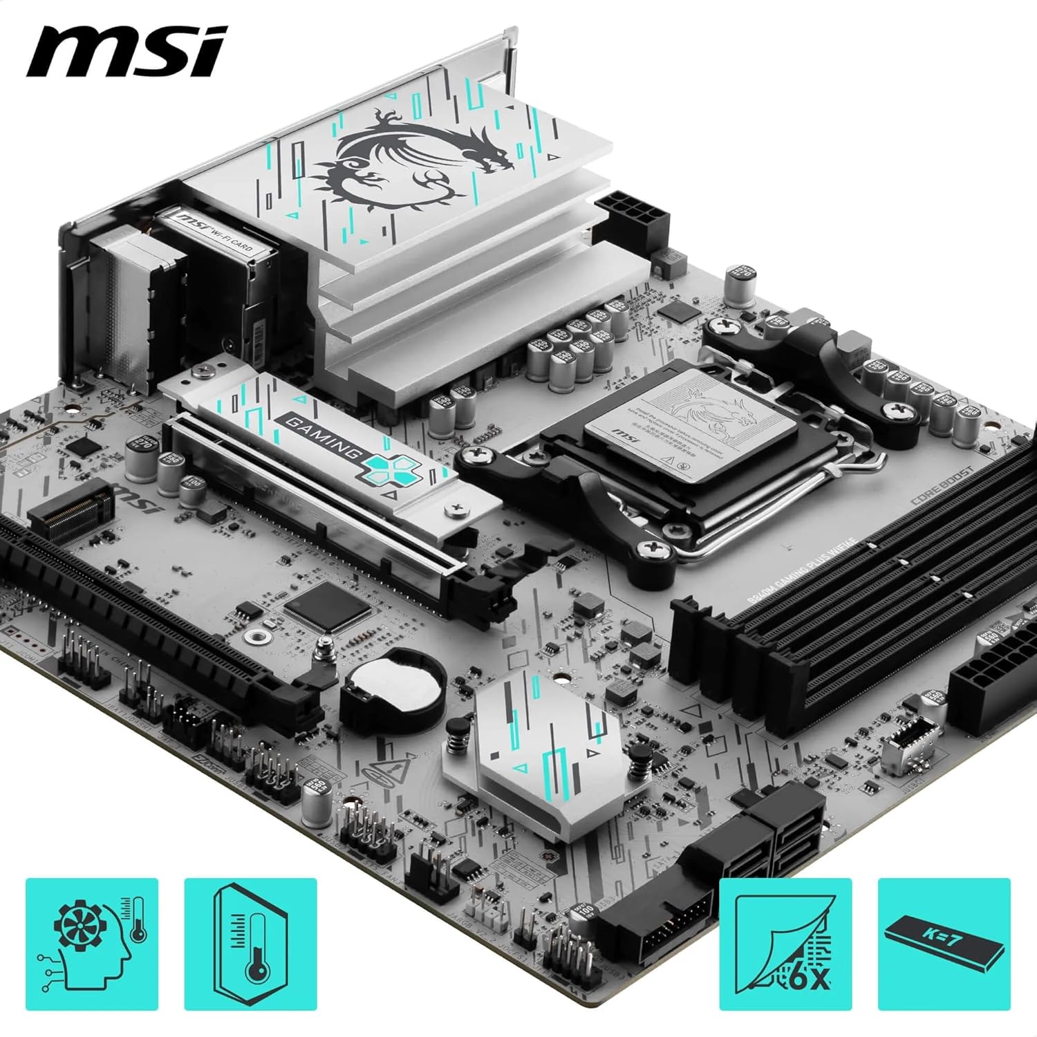 MSI B840M GAMING PLUS WIFI6E Motherboard, mATX - Supports AMD Ryzen 9000/8000 / 7000 Processors, AM5 - DDR5 Memory Boost 8000+ MT/s (OC), PCIe 4.0 x16, M.2 Gen4, Wi-Fi 6E, 2.5G LAN