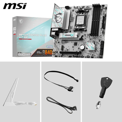 MSI B840M GAMING PLUS WIFI6E Motherboard, mATX - Supports AMD Ryzen 9000/8000 / 7000 Processors, AM5 - DDR5 Memory Boost 8000+ MT/s (OC), PCIe 4.0 x16, M.2 Gen4, Wi-Fi 6E, 2.5G LAN