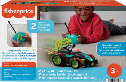 Fisher-Price Preschool Toy Remote Controlled Car My Easy RC with 2 Speeds for Kids Ages 3+ Years, HYH28