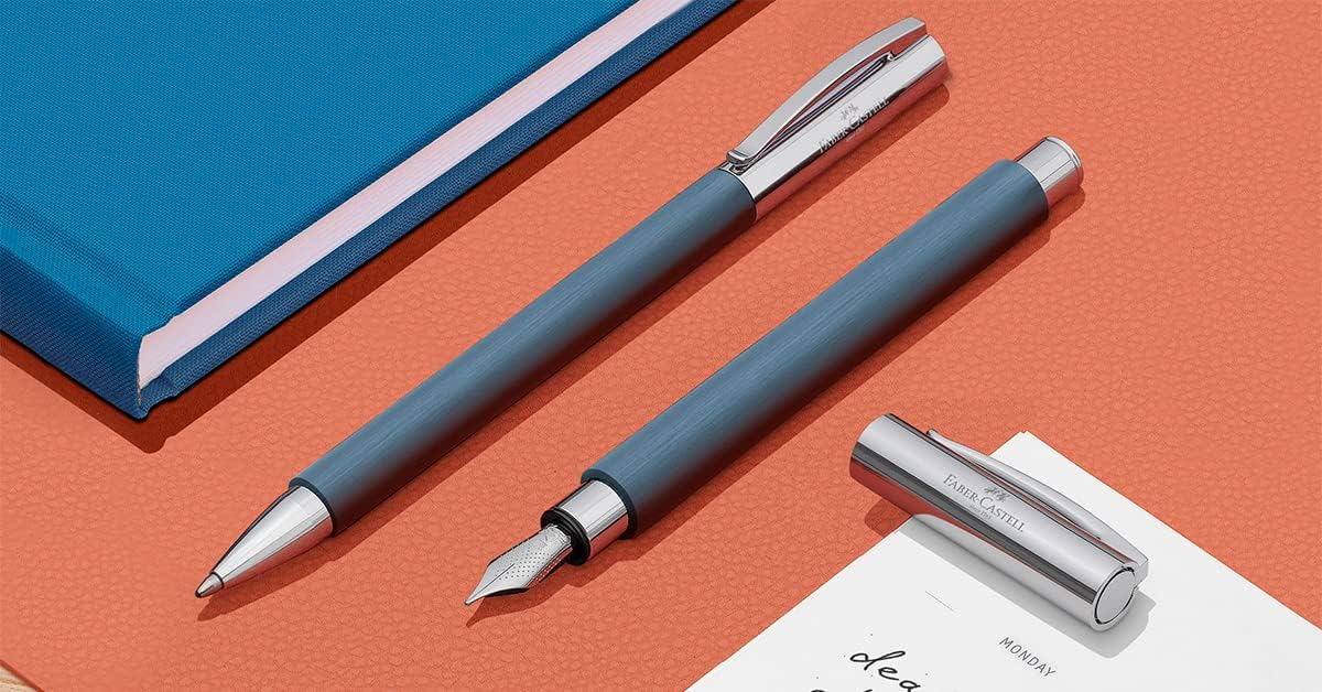 Faber-Castell Ambition 147141 Fountain Pen High-Grade Resin Blue Nib Width F 1 Fountain Pen with Gift Box