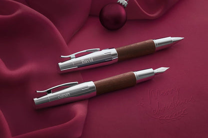 Faber-Castell F148213 E-MOTION FOUNTAIN PEN DARK BROWN B breit (B),Pear wood dark brown.