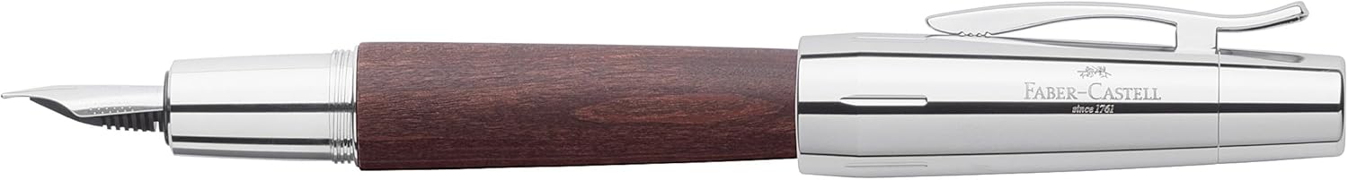 Faber-Castell F148213 E-MOTION FOUNTAIN PEN DARK BROWN B breit (B),Pear wood dark brown.