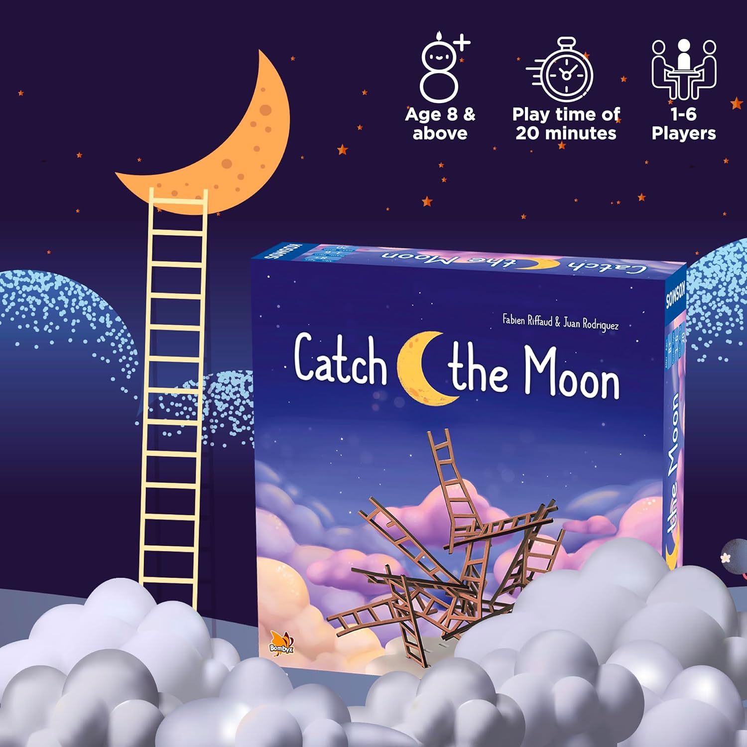 Thames & Kosmos Catch the Moon, stravagante gioco impilabile a scale, giochi per famiglie per la notte di gioco, giochi per adulti e bambini, da 1 a 6 giocatori, età 8+