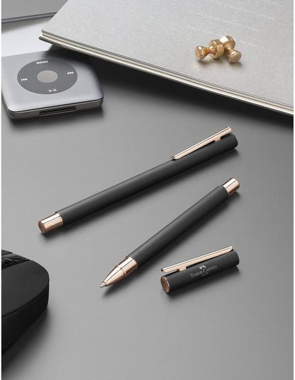 Faber-Castell Neo Slim 343101 Fountain Pen Metal Nib Width F Black with Rose Gold