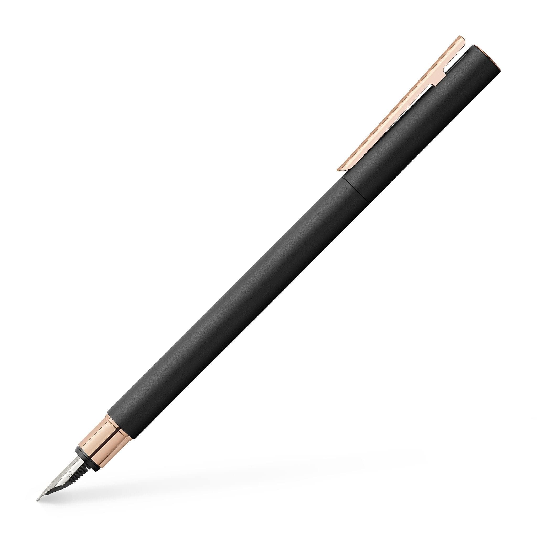 Faber-Castell Neo Slim 343101 Fountain Pen Metal Nib Width F Black with Rose Gold