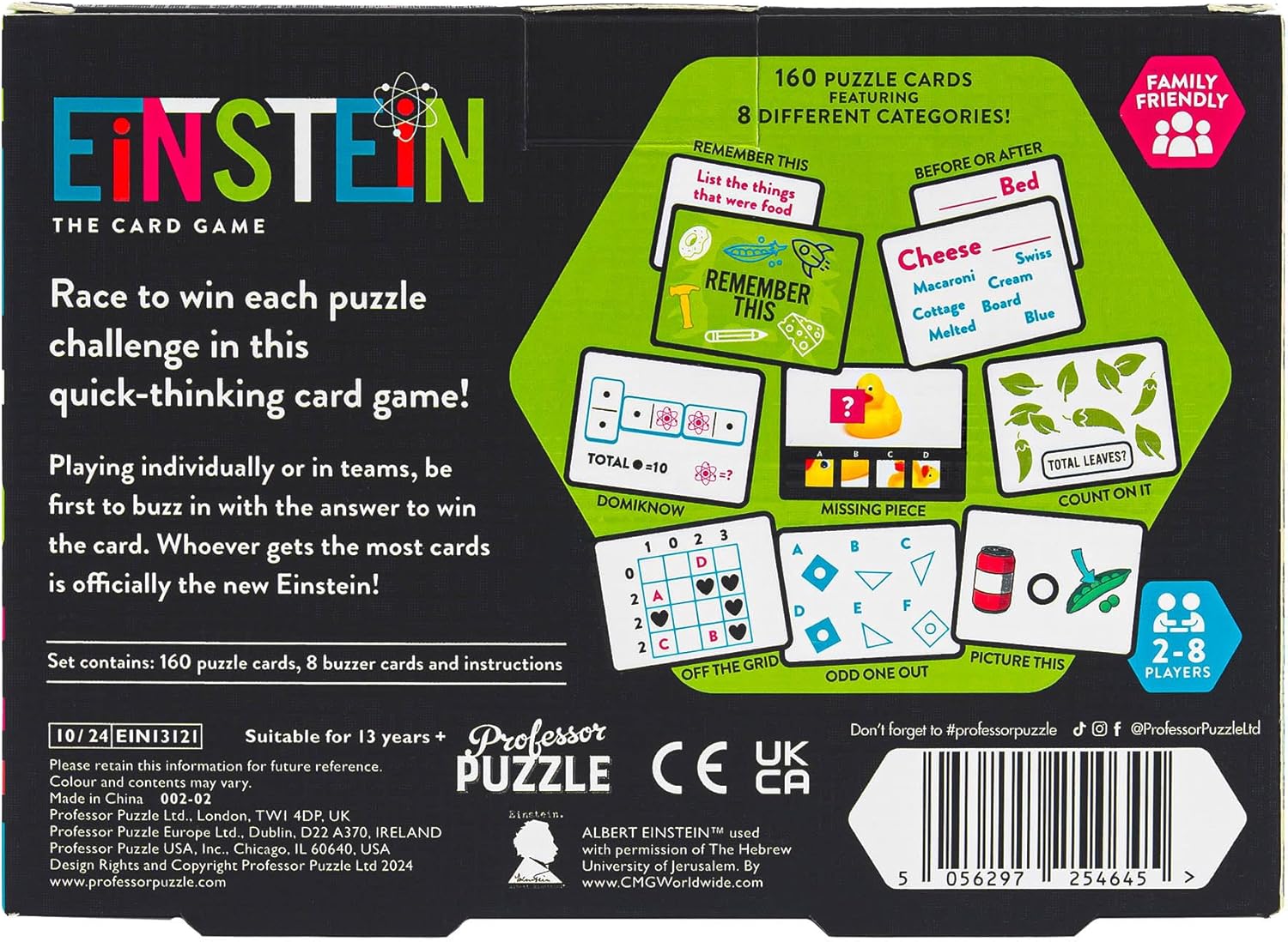Professor PUZZLE Einstein Card Game | Fast-Paced Puzzle-Solving Game for Families & Adults | Fun Visual, Number & Word Challenges | Party Game & Travel Game for Game Nights