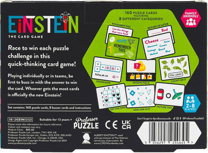 Professor PUZZLE Einstein Card Game | Fast-Paced Puzzle-Solving Game for Families & Adults | Fun Visual, Number & Word Challenges | Party Game & Travel Game for Game Nights