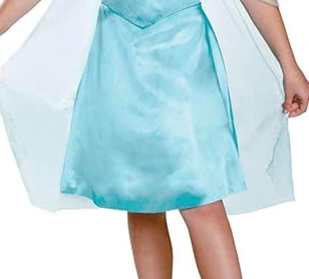 Disguise Disney Frozen Elsa Standard Fancy Dress Costume, Officially Licensed Disney Frozen, Includes A Beautiful Ice Blue Dress With Mesh Sleeves and Cape, in size 7-8, 4-6, 3-4 years