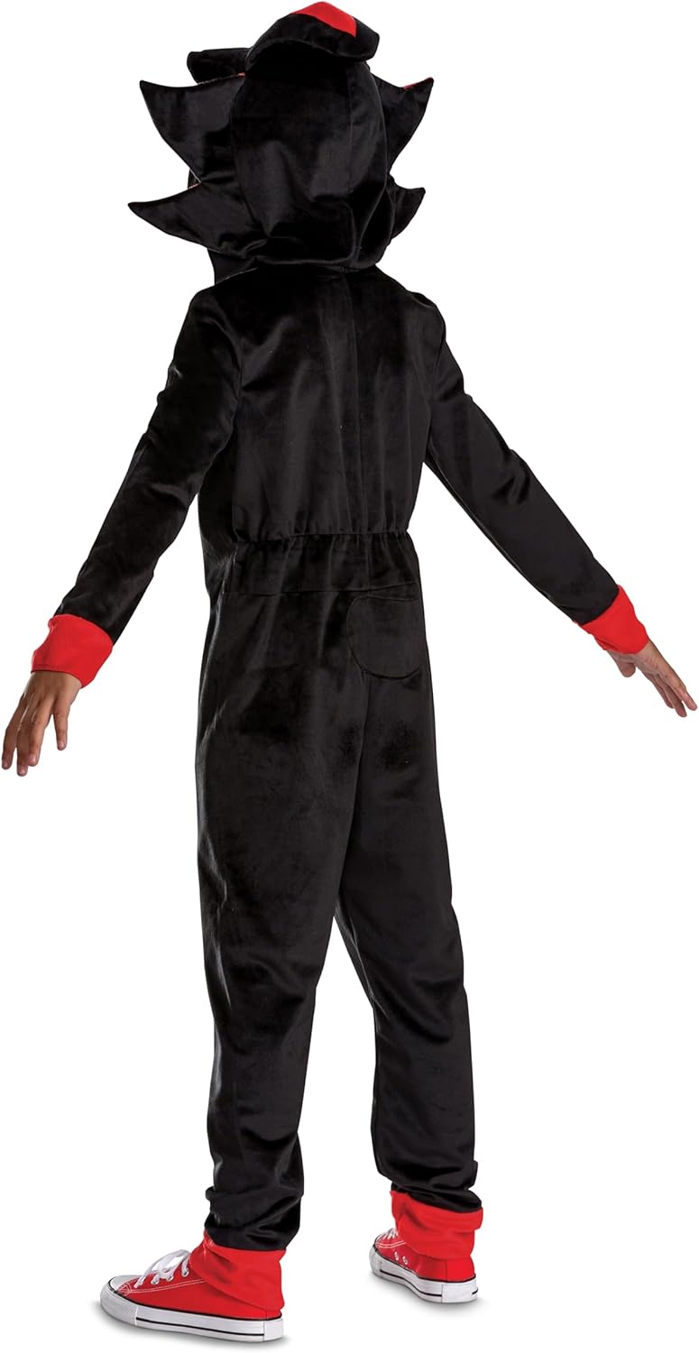 Sonic The Hedgehog 162019L-20L Shadow Classic Costume Movie Hood Jumpsuit CLS, Unisex Children, 4-6