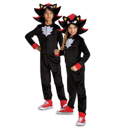 Sonic The Hedgehog 162019L-20L Shadow Classic Costume Movie Hood Jumpsuit CLS, Unisex Children, 4-6