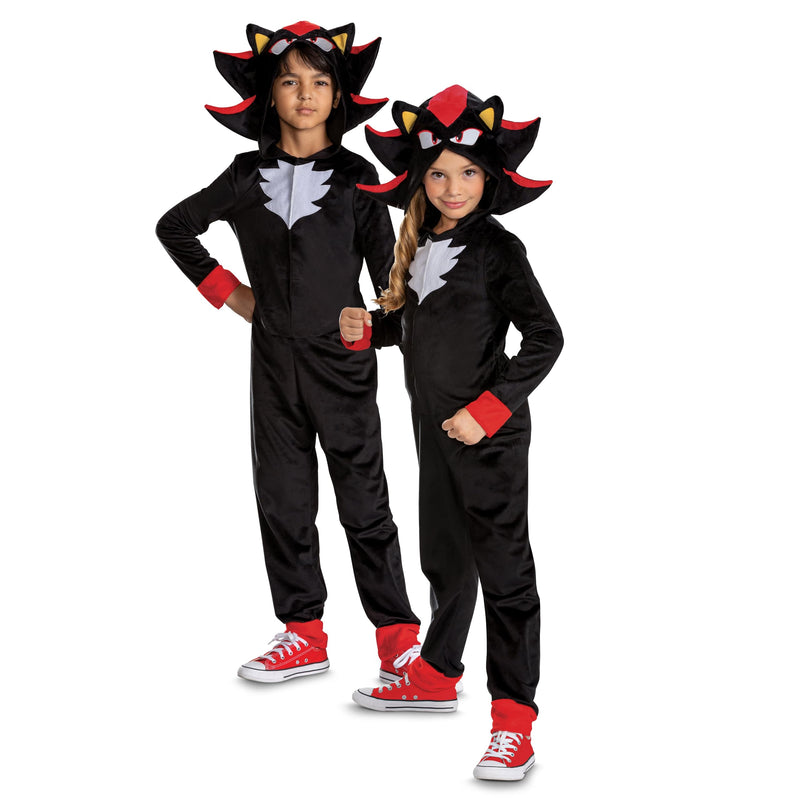 Sonic The Hedgehog 162019L-20L Shadow Classic Costume Movie Hood Jumpsuit CLS, Unisex Children, 4-6