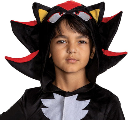 Sonic The Hedgehog 162019L-20L Shadow Classic Costume Movie Hood Jumpsuit CLS, Unisex Children, 4-6