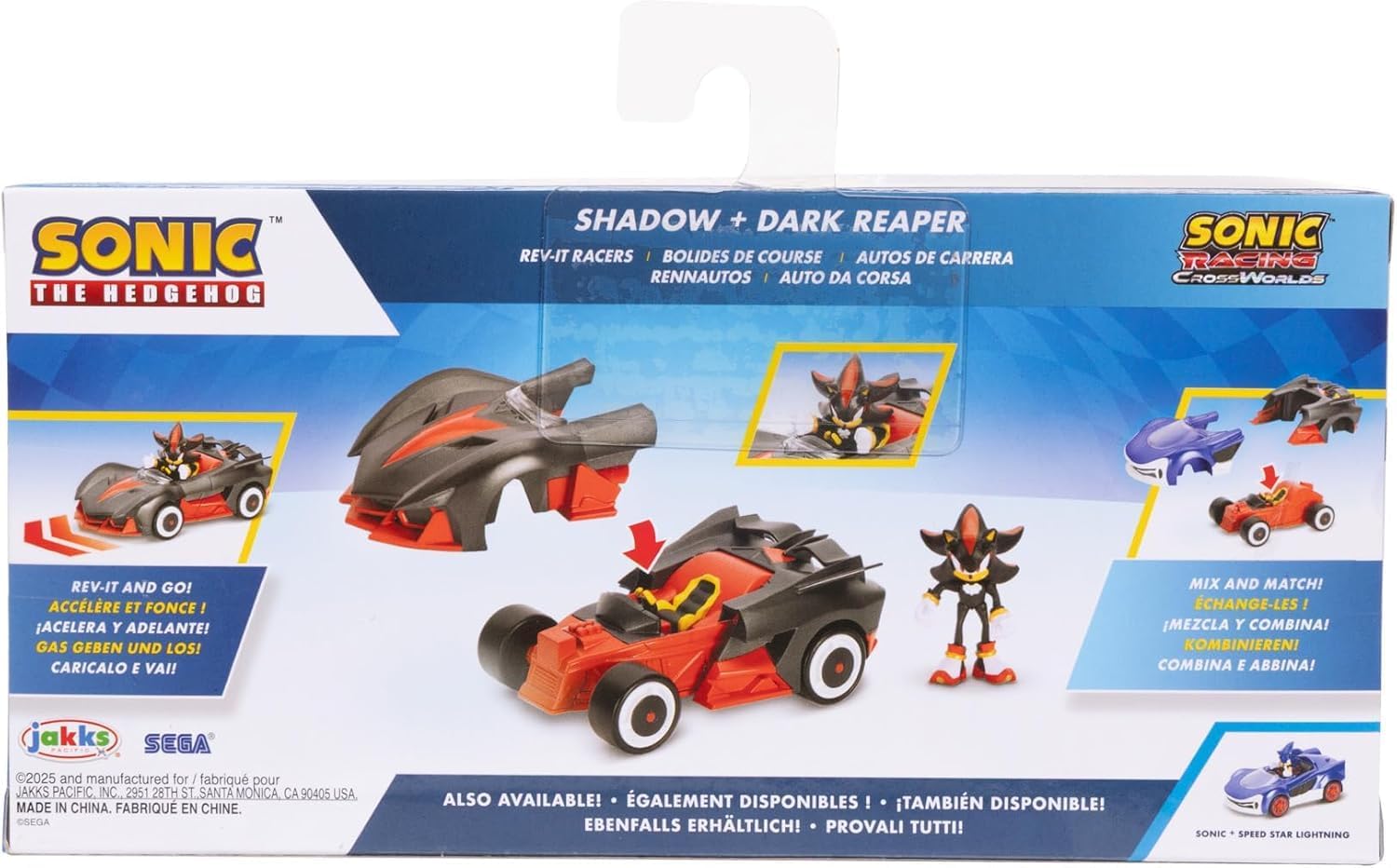 Shadow and Dark Reaper Rev-It Racer Toy Vehicle, Officially Licensed by Jakks Pacific, Rev Up And Watch Him Go! Moving Wheels, Customisable Car Options, Includes 2.5" Action Figure