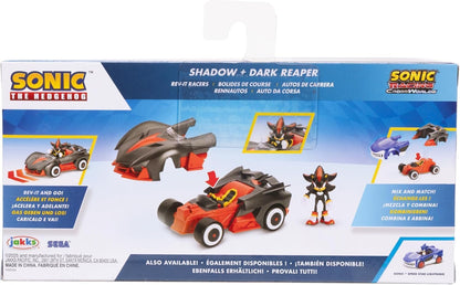 Shadow and Dark Reaper Rev-It Racer Toy Vehicle, Officially Licensed by Jakks Pacific, Rev Up And Watch Him Go! Moving Wheels, Customisable Car Options, Includes 2.5" Action Figure