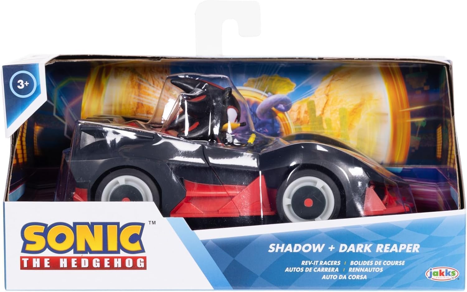 Shadow and Dark Reaper Rev-It Racer Toy Vehicle, Officially Licensed by Jakks Pacific, Rev Up And Watch Him Go! Moving Wheels, Customisable Car Options, Includes 2.5" Action Figure