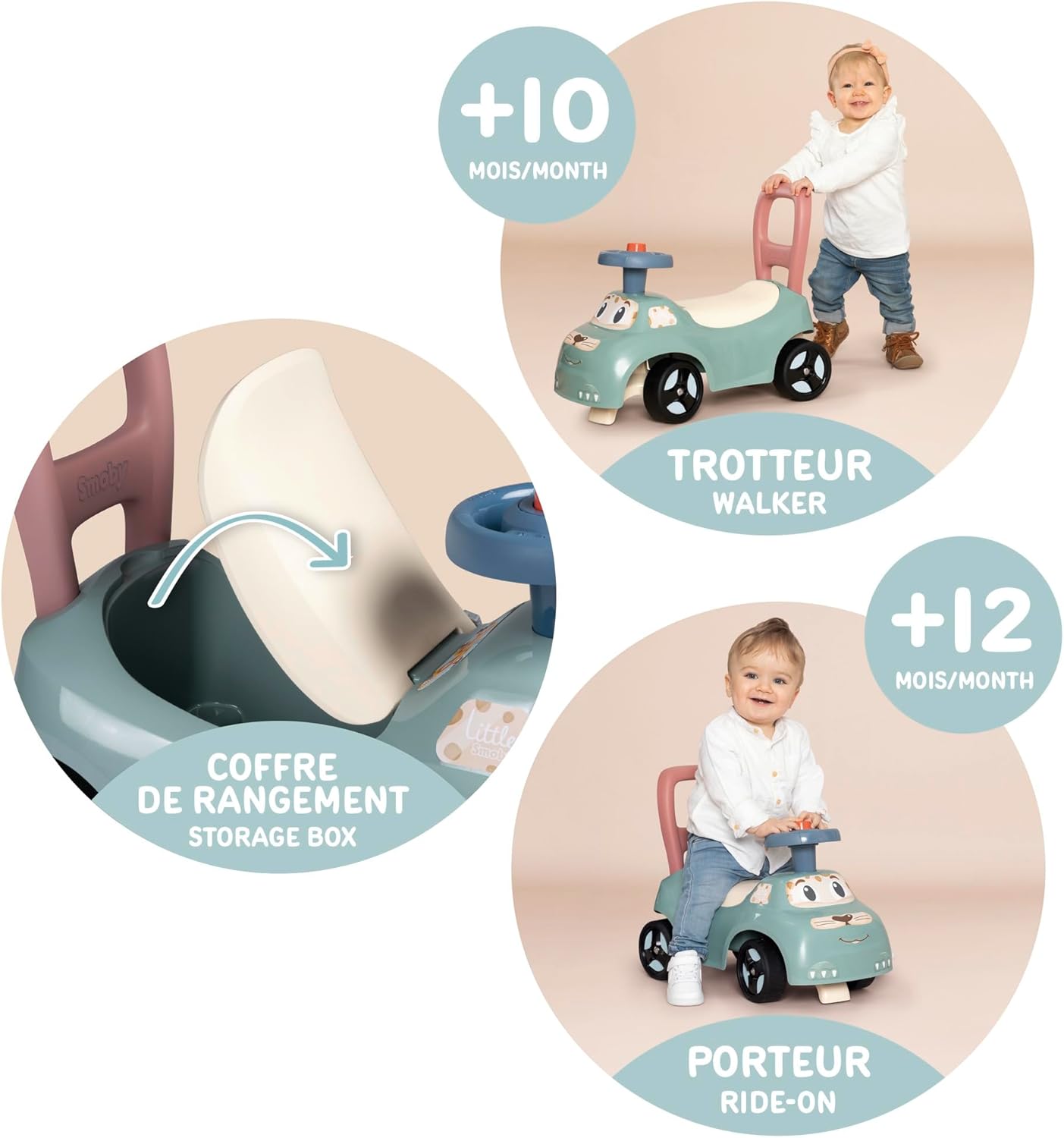 Smoby - Little Smoby  Loopauto Pastel Blauw