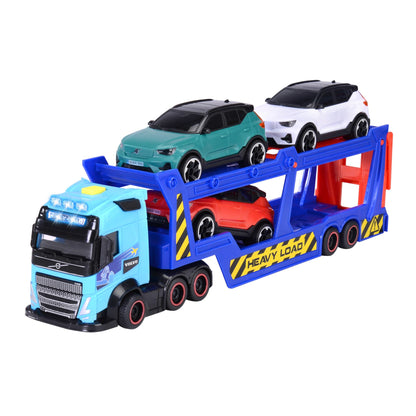 Dickie Toys -Trailer Trasportatore per Auto Volvo 40 cm- Camion FH16 con Rimorchio, Include 3 Auto XC40 Recharge, Effetti di Luce e Suoni, Giocattolo per Bambini a partire da 3 Anni (203747017