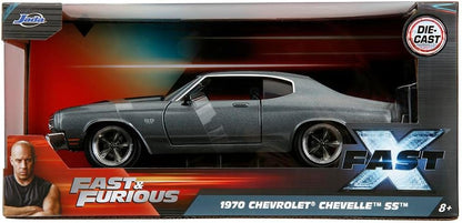 Jada Toys Fast and Furious 1970 Chevrolet Chevelle SS Model Car (Grey) - Film Car from Fast & Furious 10 with Parts to Open, Scale 1:24 (19 cm), for Fans & Collectors from 8 Years