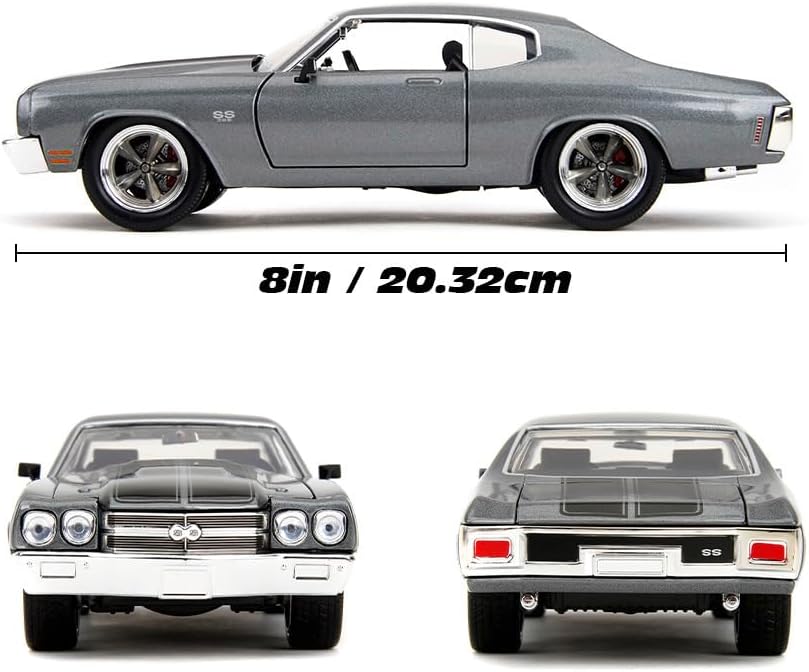 Jada Toys Fast and Furious 1970 Chevrolet Chevelle SS Model Car (Grey) - Film Car from Fast & Furious 10 with Parts to Open, Scale 1:24 (19 cm), for Fans & Collectors from 8 Years