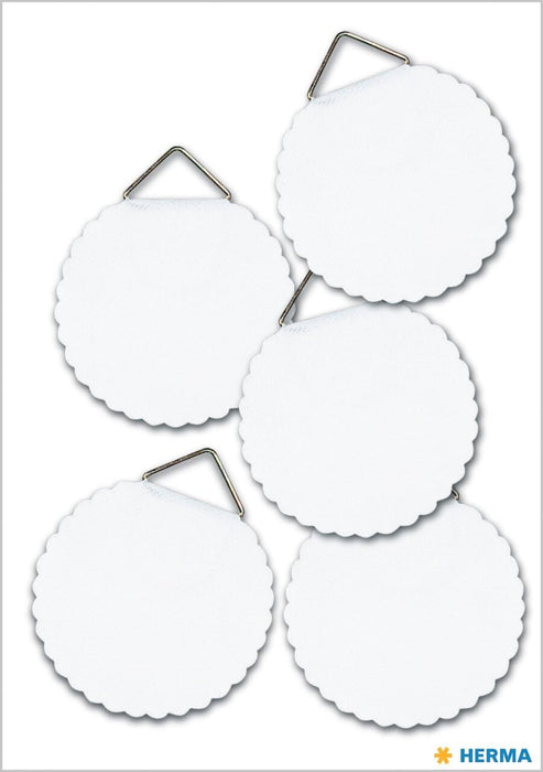 HERMA 5749 Fotohangers om te plakken, wit, groot, 6 stuks, Ø 45 mm, zelfklevend, draadkabel, fotoophanging zonder boren, voor de muur, sterke papieren draadhanger voor foto's, fotolijsten tot 1200 g