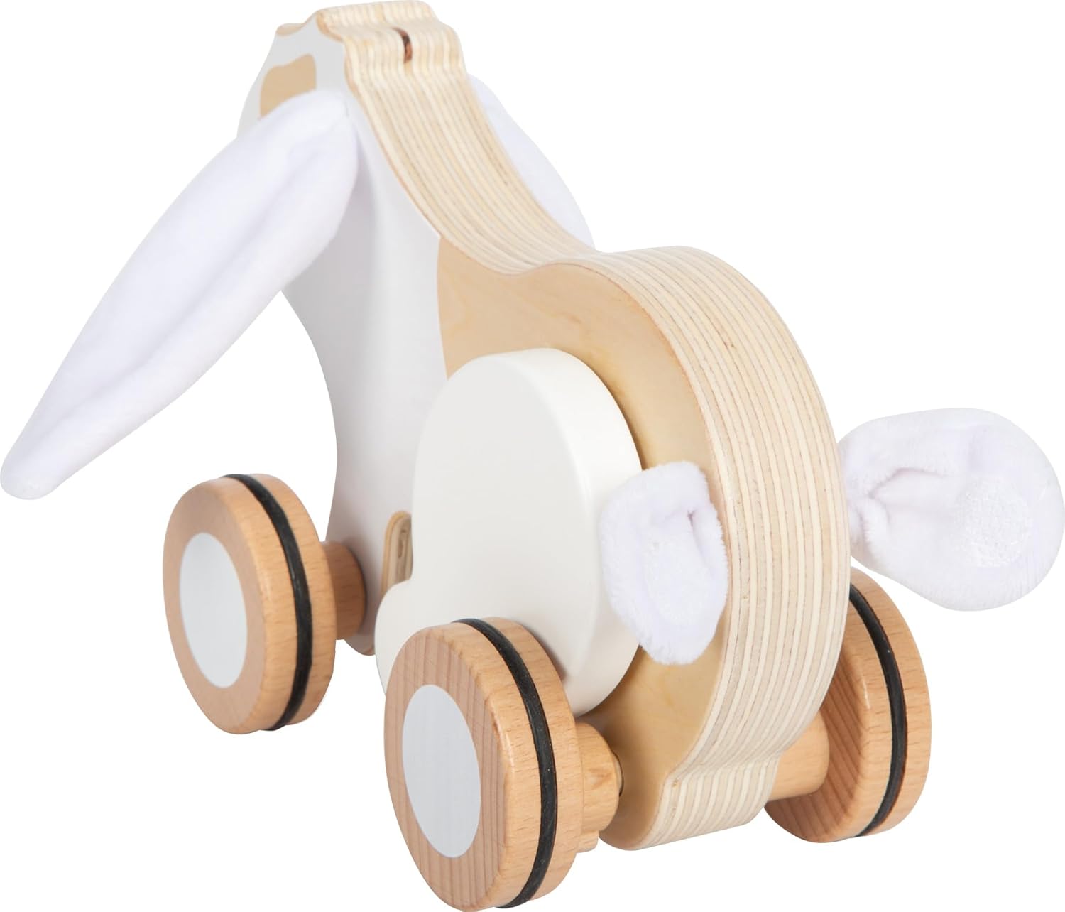 small foot Coniglio Legno con Orecchie scricchiolanti, Giocattolo da trainare con Ruote gommate, promuove la motricità e i Primi Passi, per Bambini da 1 Anno, 12551, Colore Coloured