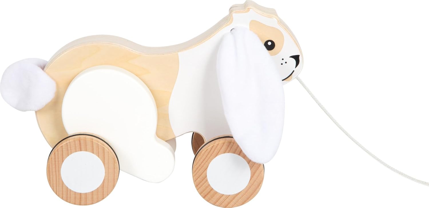 small foot Coniglio Legno con Orecchie scricchiolanti, Giocattolo da trainare con Ruote gommate, promuove la motricità e i Primi Passi, per Bambini da 1 Anno, 12551, Colore Coloured